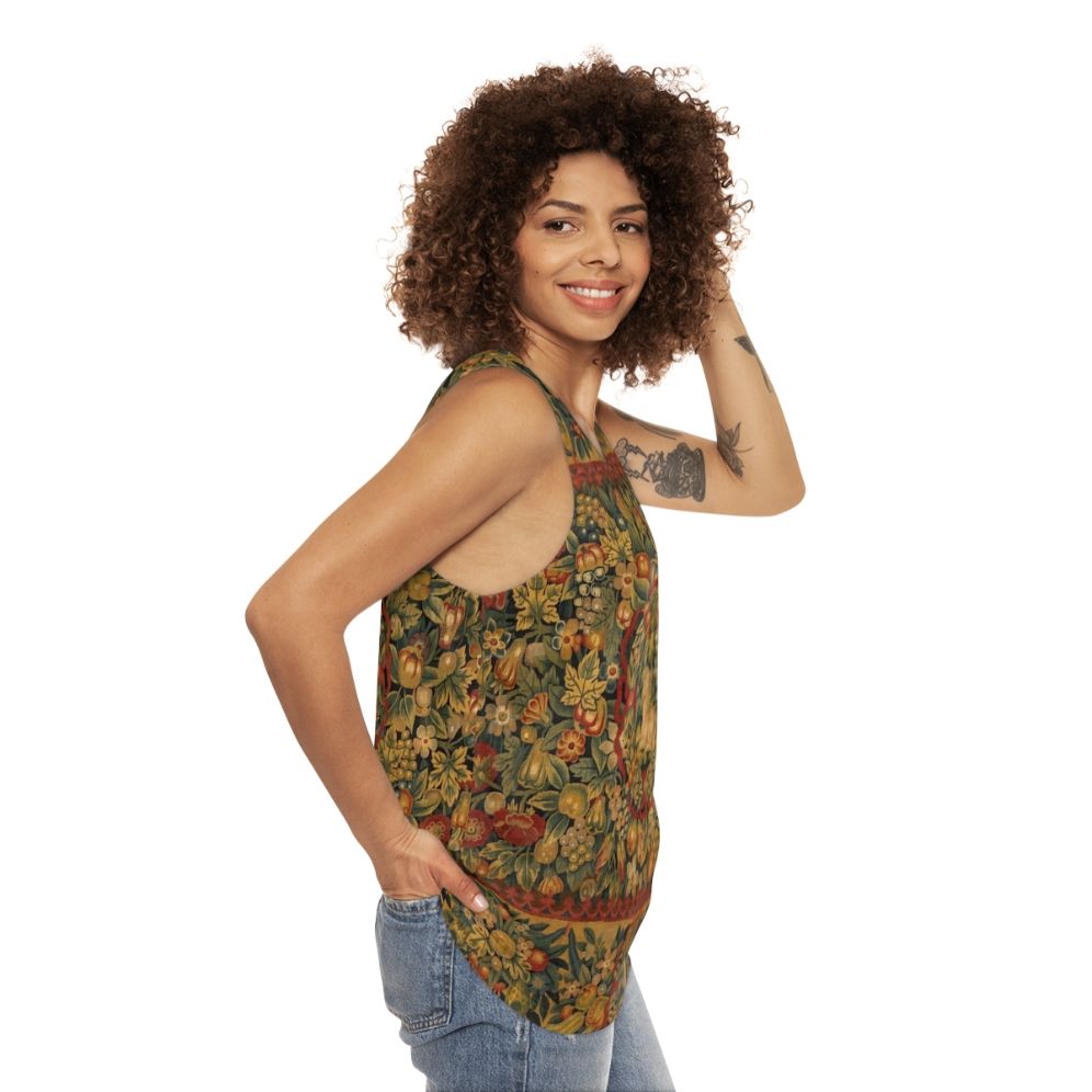 Medieval Unicorn Floral Tapestry Tank Top - women side