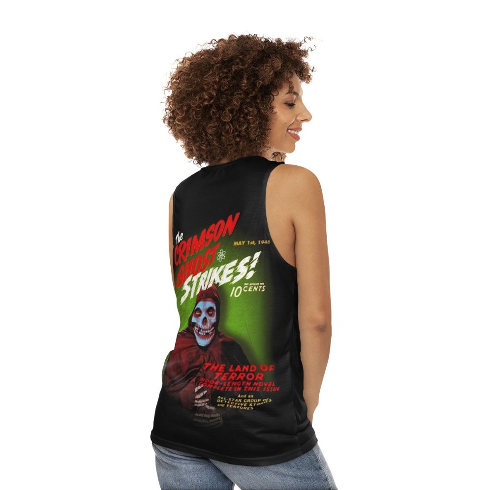 Crimson Ghost Horror Movie Vintage Graphic Unisex Tank Top - women back