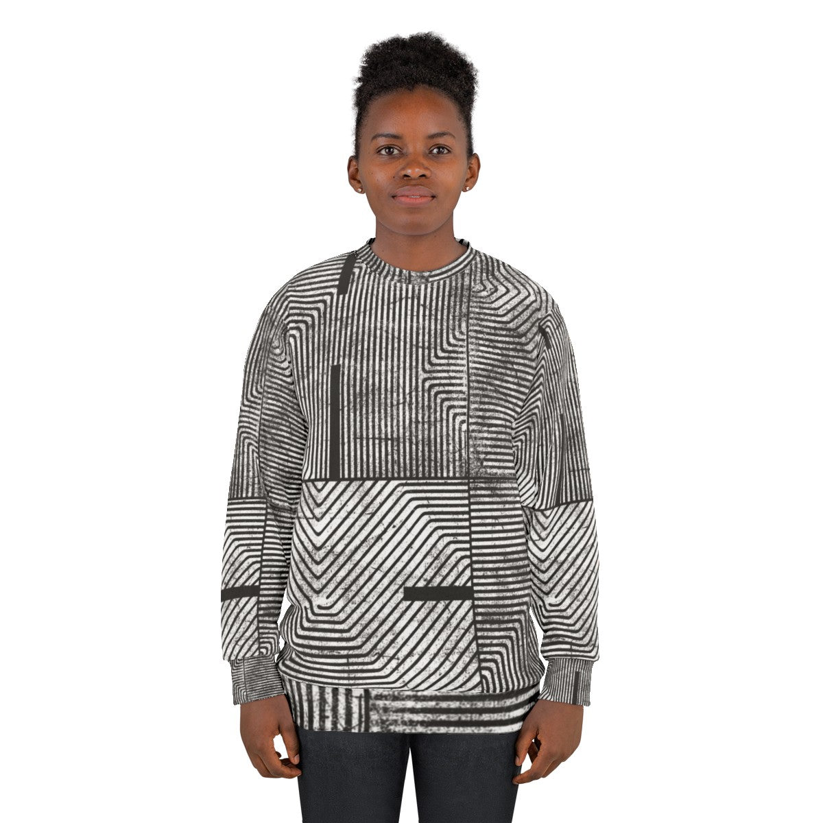 Hi-Fi Textured Abstract Minimalist Sweatshirt - women