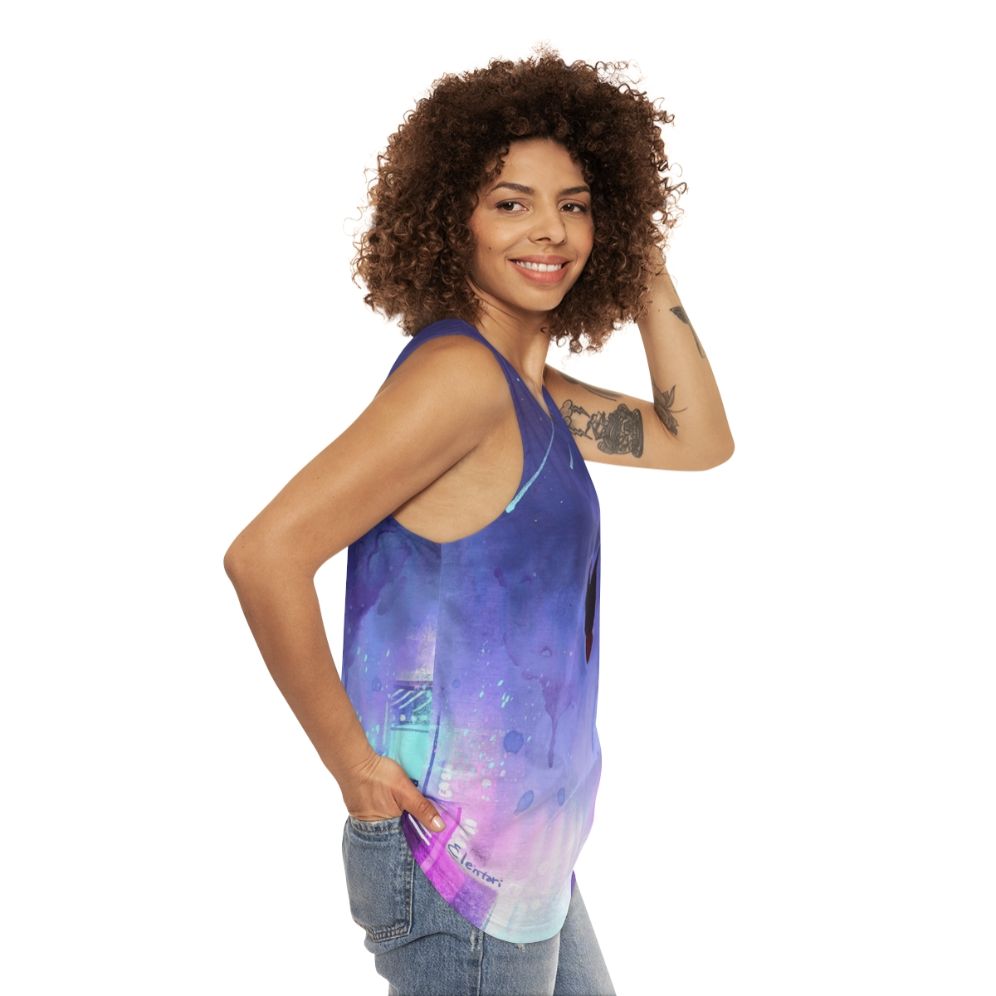 Spiderverse inspired unisex tank top with "What's Up Danger" design - women side