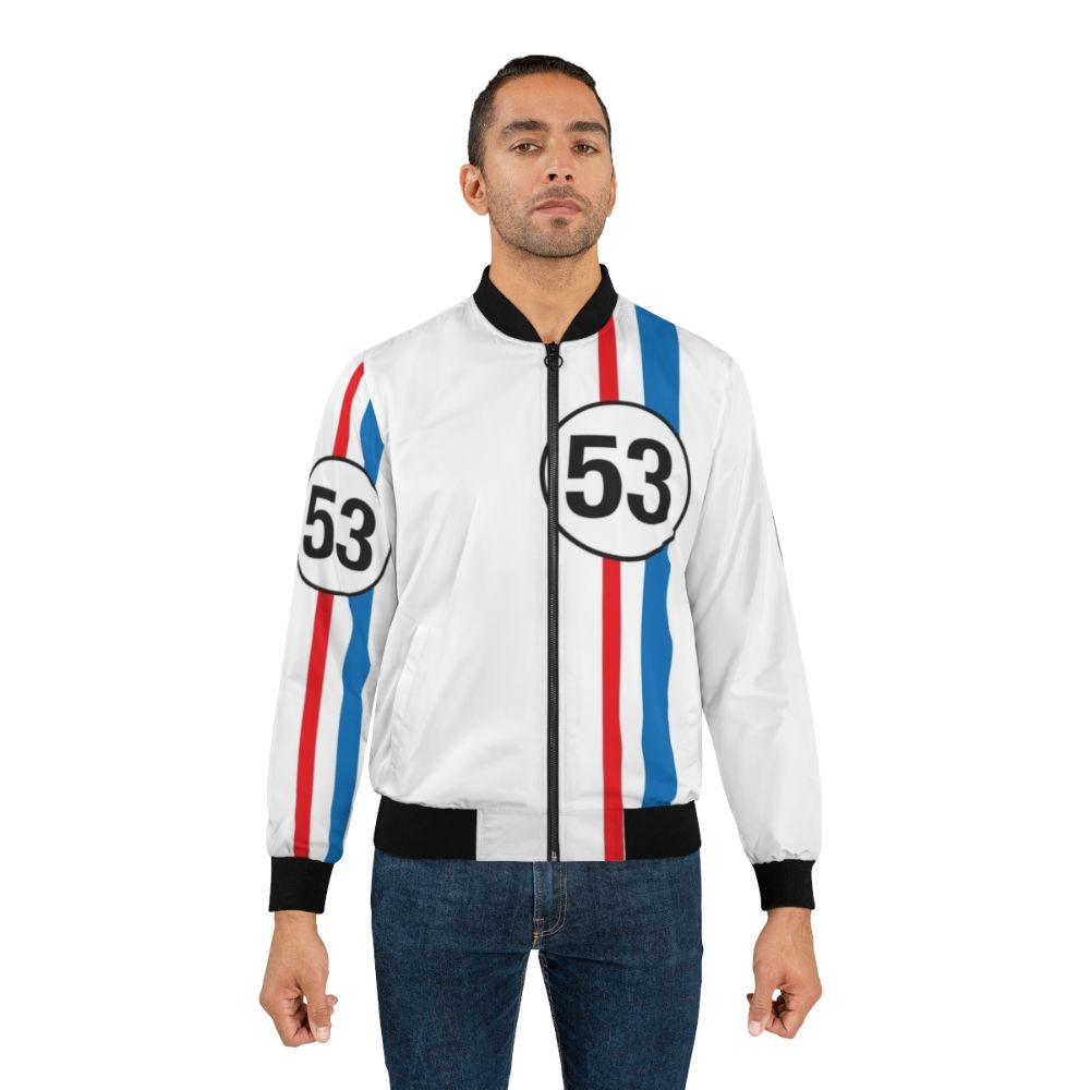 Herbie the Love Bug-inspired retro bomber jacket with vintage beetle design - Lifestyle