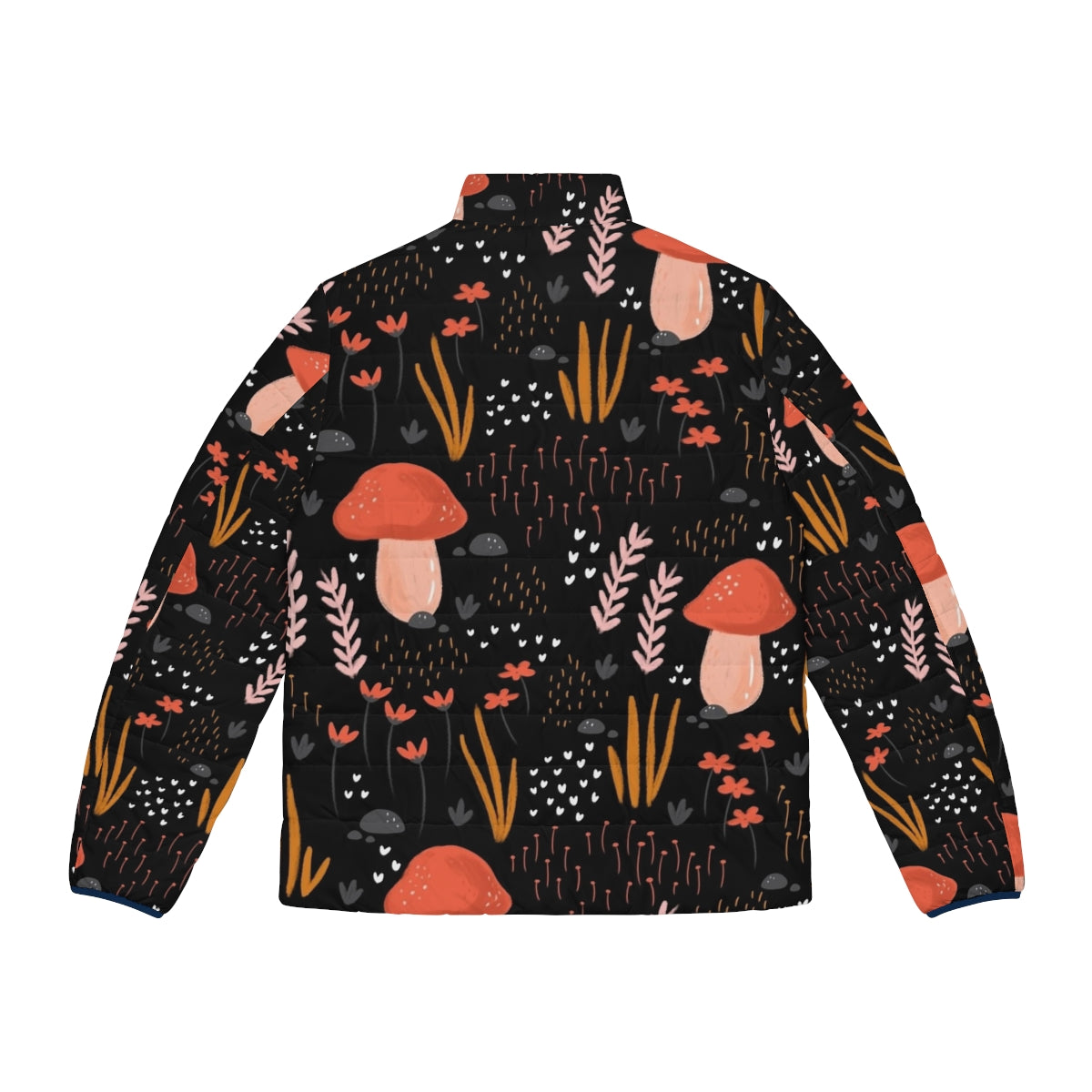 Fairy Garden Puffer Jacket featuring whimsical floral and botanical designs - Back