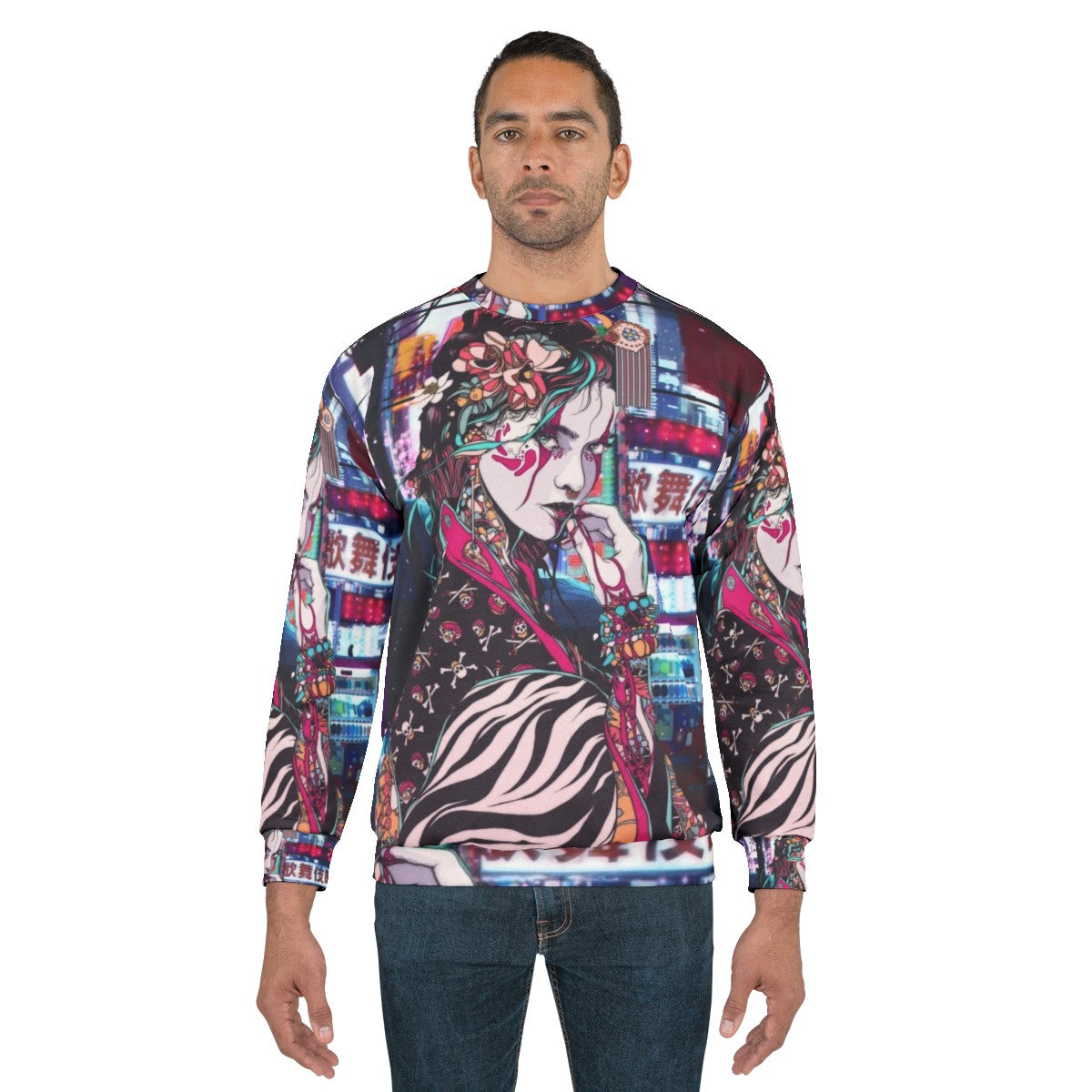 Geisha in Tokyo Sweatshirt - Stylish Japanese Graphic Apparel - men