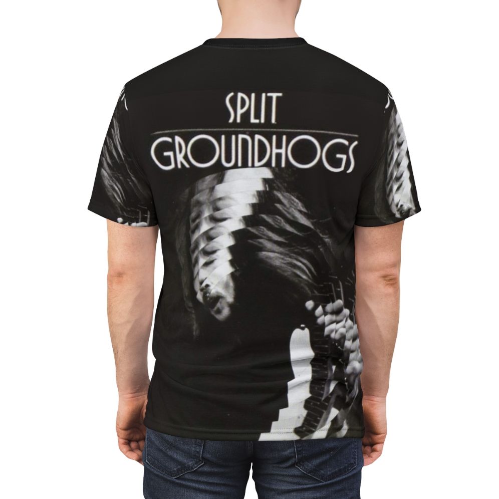 Vintage 1971 Groundhogs Split album cover design printed on a high-quality t-shirt - men back