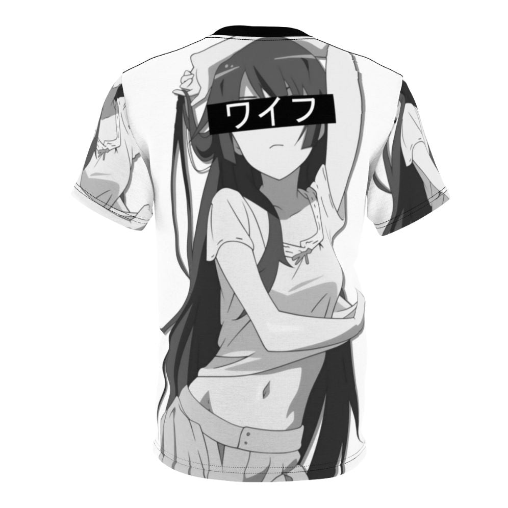 Anime-style t-shirt featuring Senjougahara Hitagi from the Monogatari series - Back