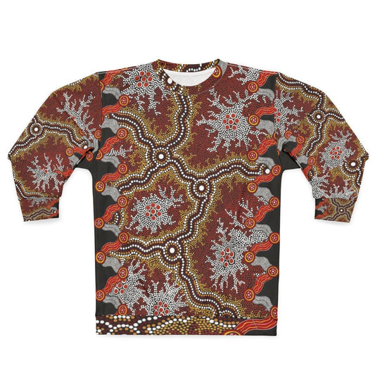 Authentic Aboriginal Art Sweatshirt with Emu and Dot Designs