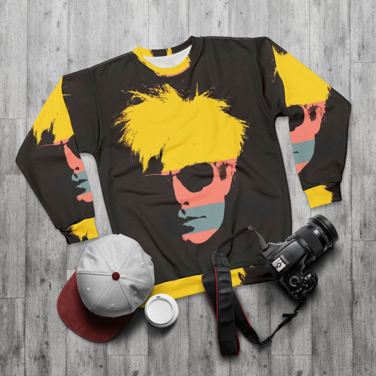 Andy Warhol Pop Art Graphic Sweatshirt - flat lay