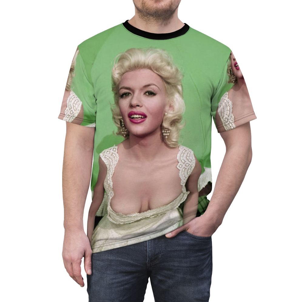 Vintage-inspired Jayne Mansfield t-shirt featuring the classic Hollywood actress - men front