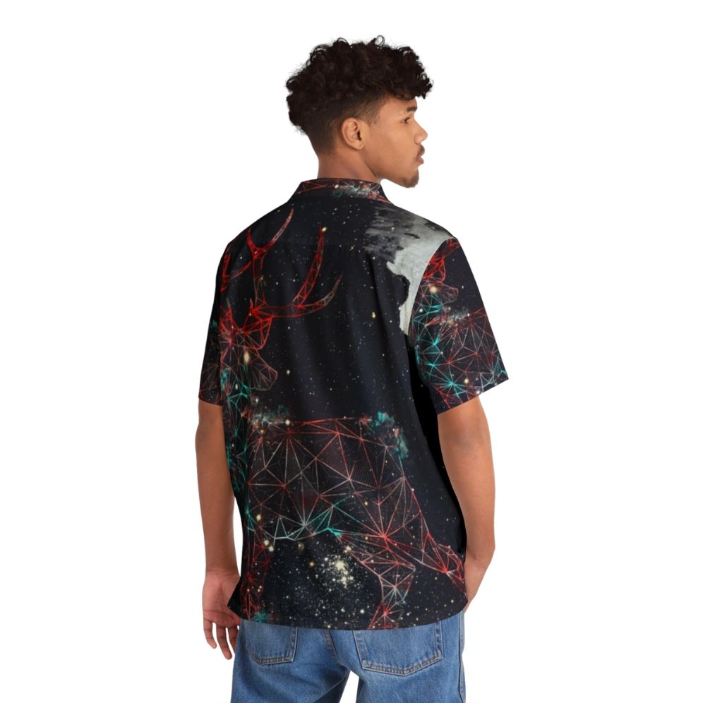 Celestial deer Hawaiian shirt with galaxy and zodiac print - People Back