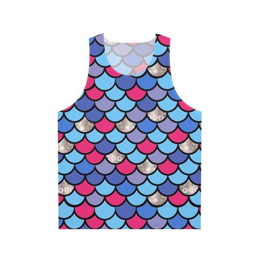 Unisex tank top with rainbow fish scales graphic