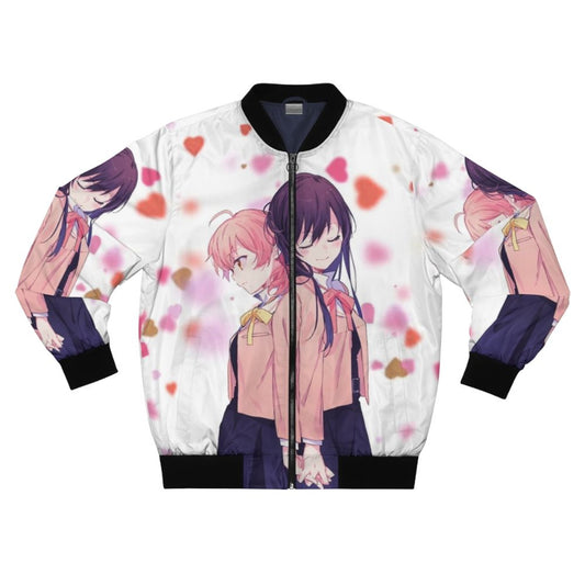 Anime-inspired bomber jacket featuring the characters Yuu Koito and Touko Nanami from the series Bloom Into You (Yagate Kimi ni Naru)