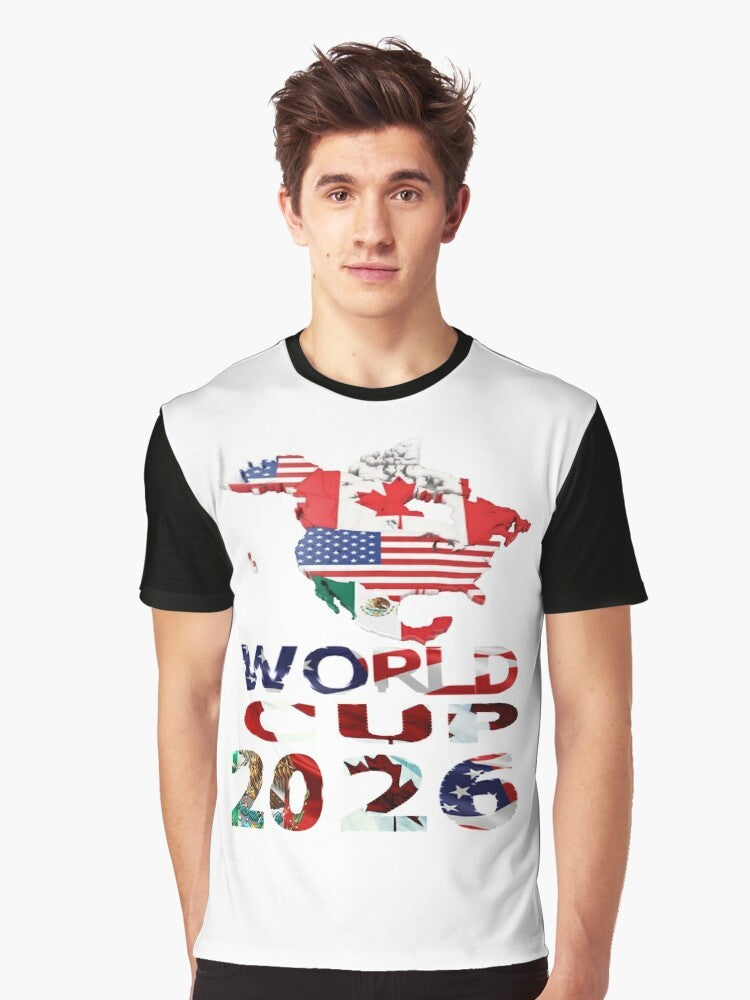 World Cup 2026 graphic tee featuring the flags of America, Canada, and Mexico - Men