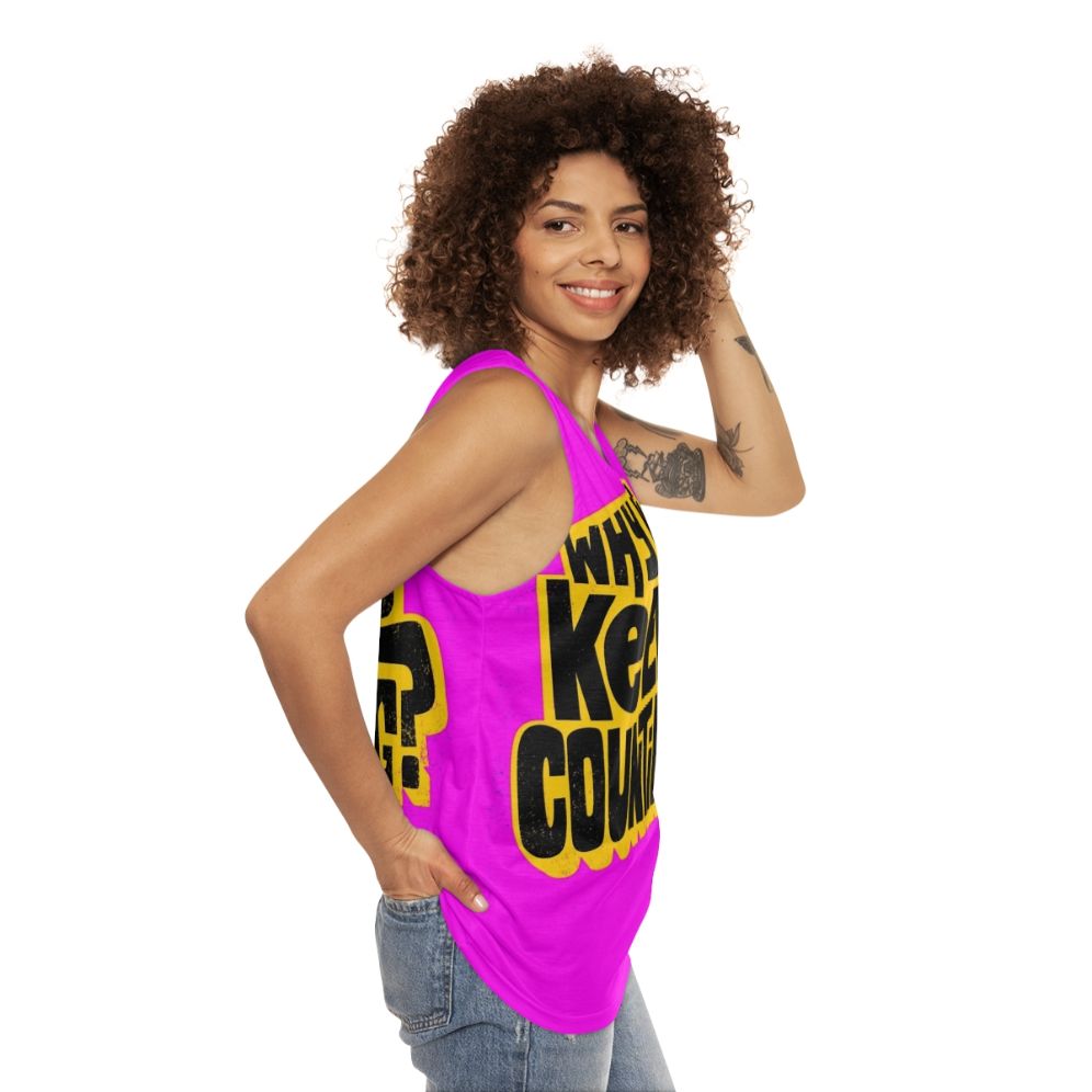 Inspiring unisex tank top with motivational typography - women side