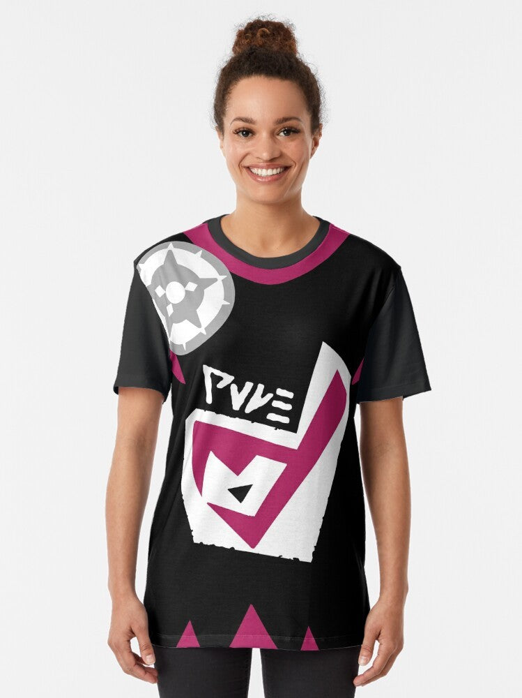 Team Yell cosplay graphic t-shirt featuring the iconic team yell logo and design - Women