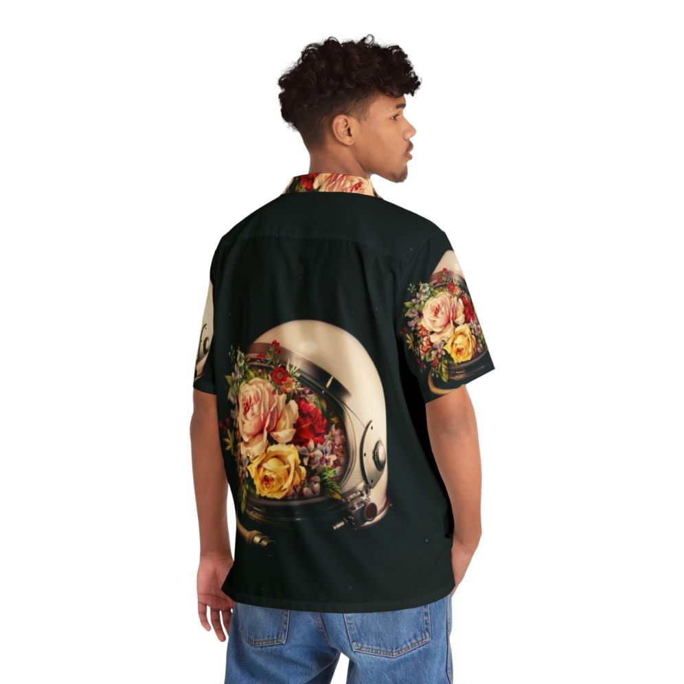 Celestial Bloom Hawaiian Shirt with Astronaut and Galaxy Design - People Back