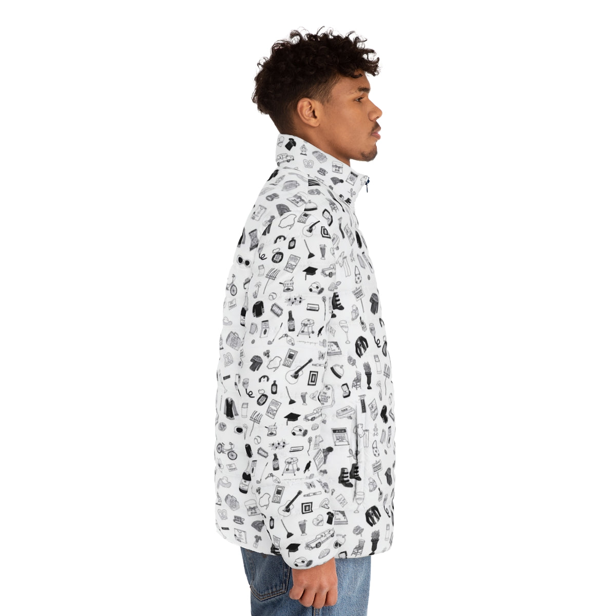 Schitt's Creek Inspired Pattern Puffer Jacket - men side right