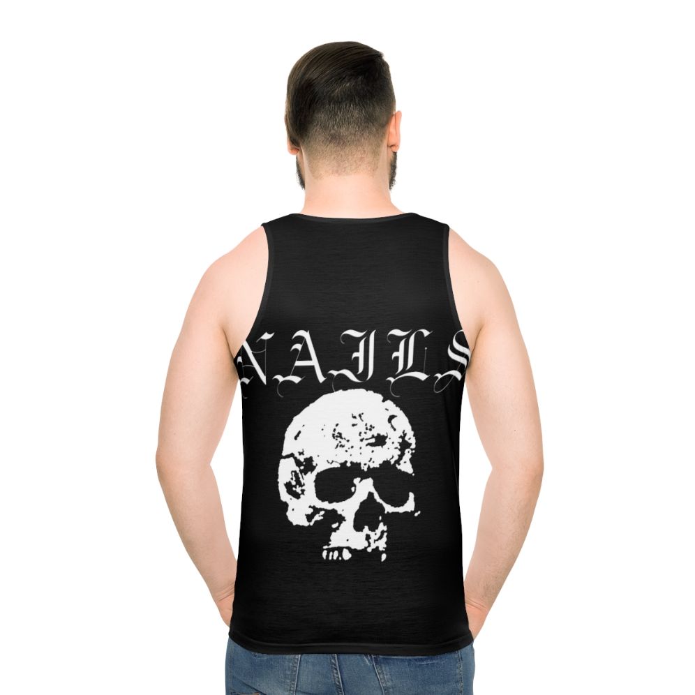 Nails hardcore punk band white unisex tank top - men back