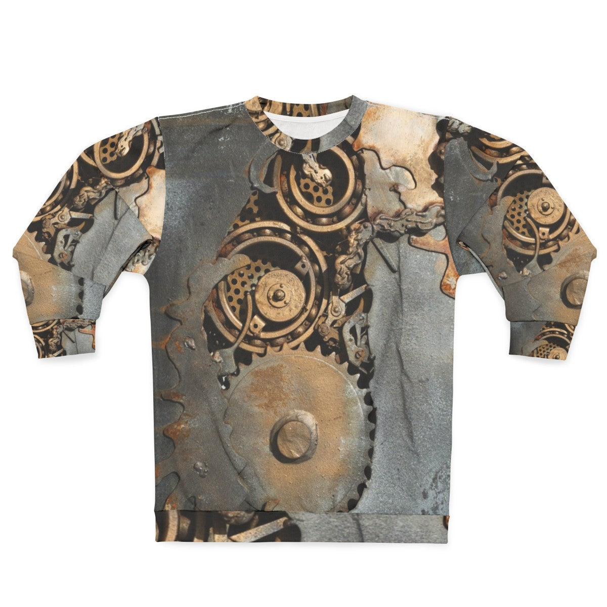 Steampunk Gears Sweatshirt featuring rusty metal cogs and sprockets