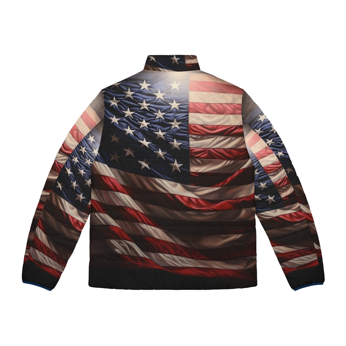 Patriotic American flag digital print puffer jacket - Back