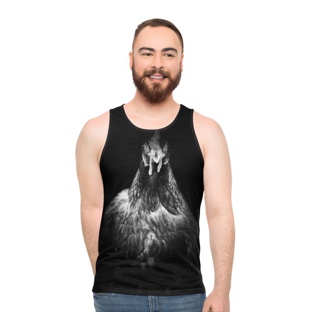 Hentensity Unisex Tank Top with Chicken, Rooster, and Bird Graphic Design - men