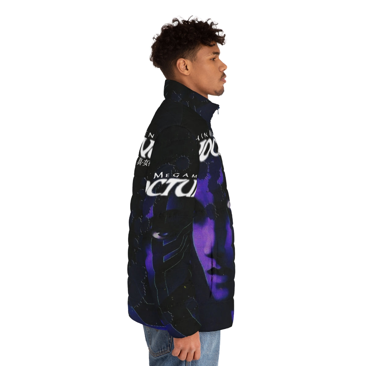 Nocturne Puffer Jacket with Shin Megami Tensei Inspired Design - men side right