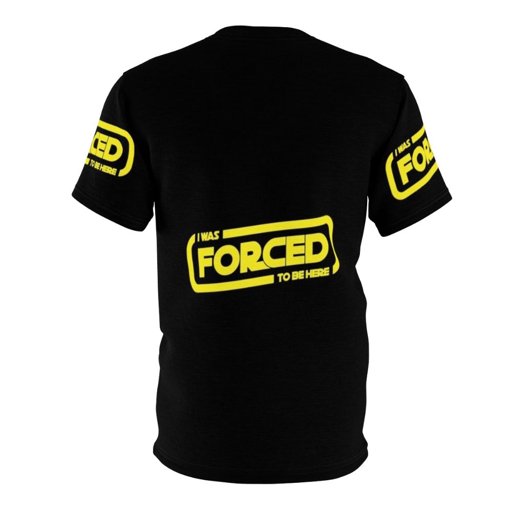 Space sci-fi t-shirt with "Forced to Be Here" design - Back