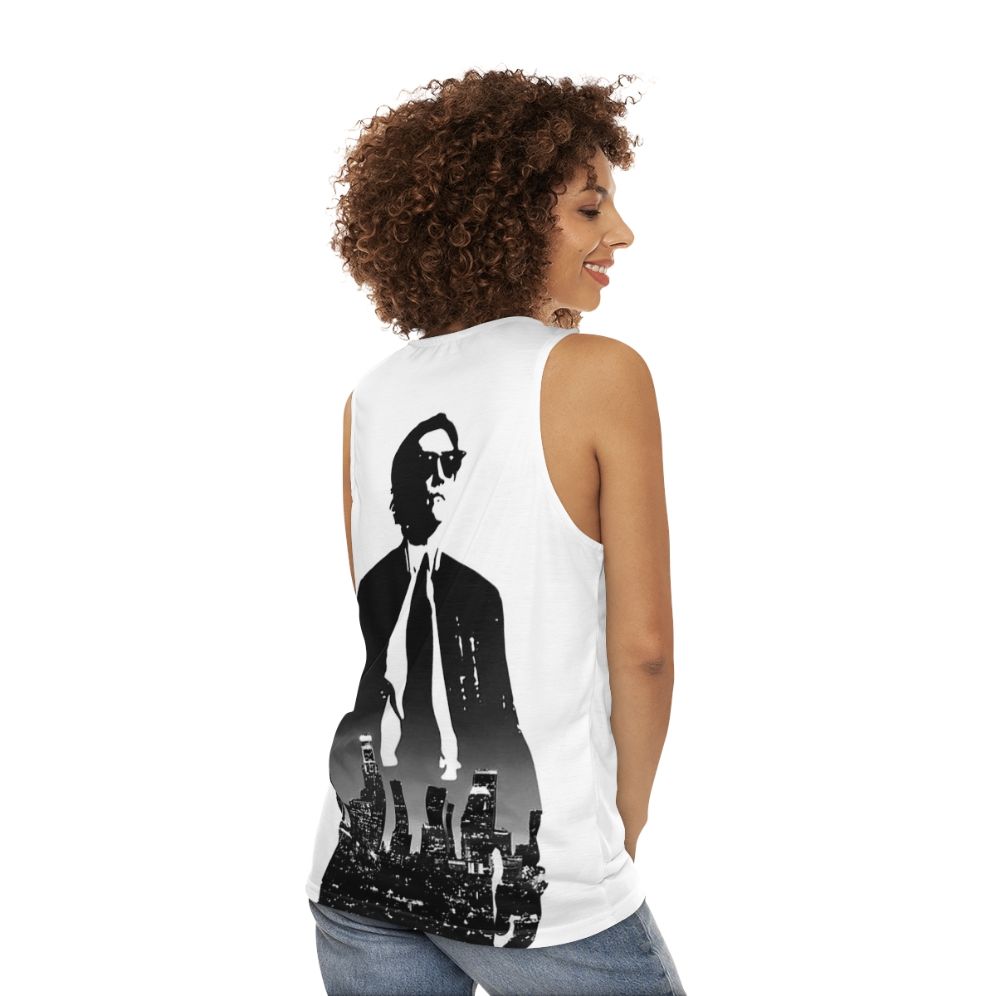 Unisex Nightcrawler Tank Top with Sociopath Protagonist Design - women back