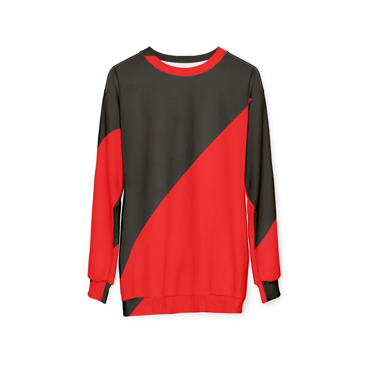 Anarcho communist black and red sweatshirt with radical political design - hanging