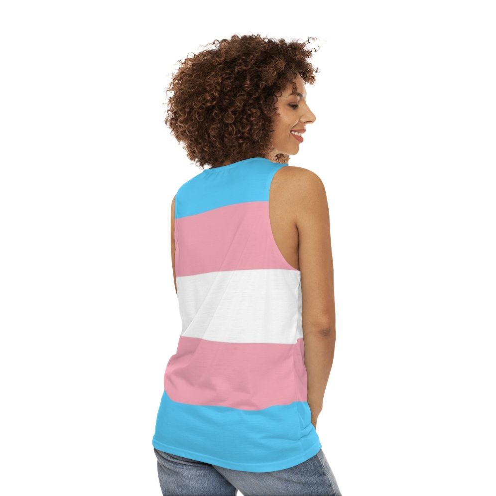 Transgender pride flag unisex tank top - women back