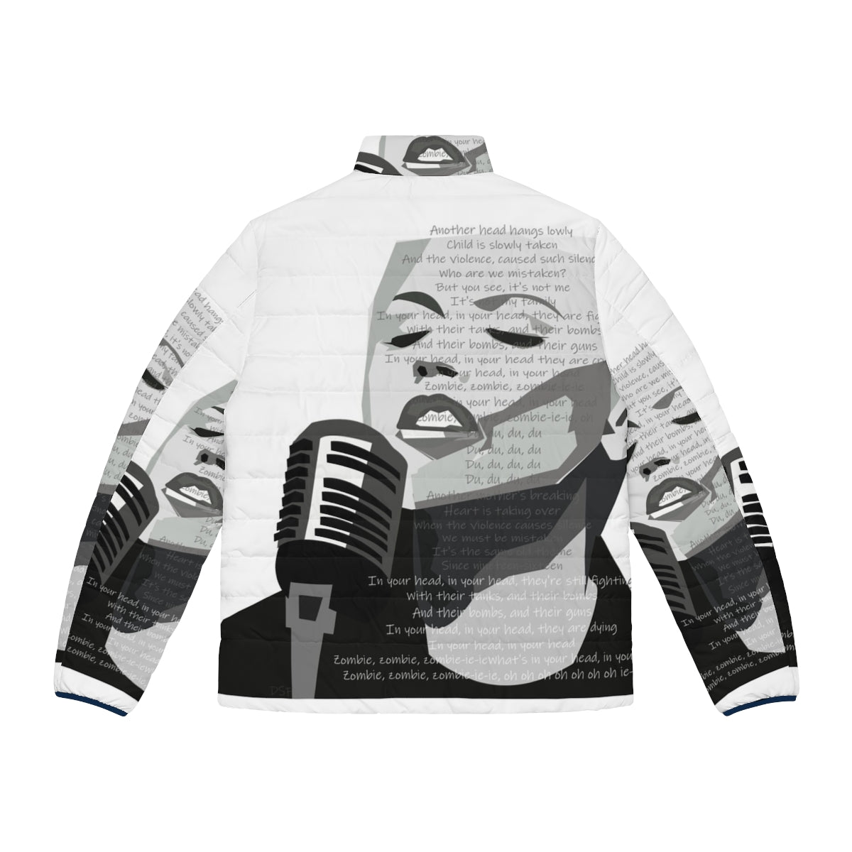 Delores O'Riordan Cranberries Zombie Lyrics Puffer Jacket - Back