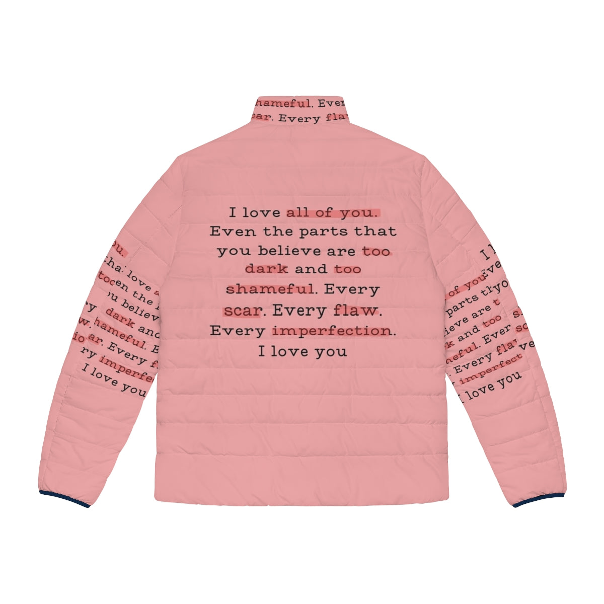 Daphne Bridgerton Inspired Puffer Jacket with Bridgerton Quote - Back