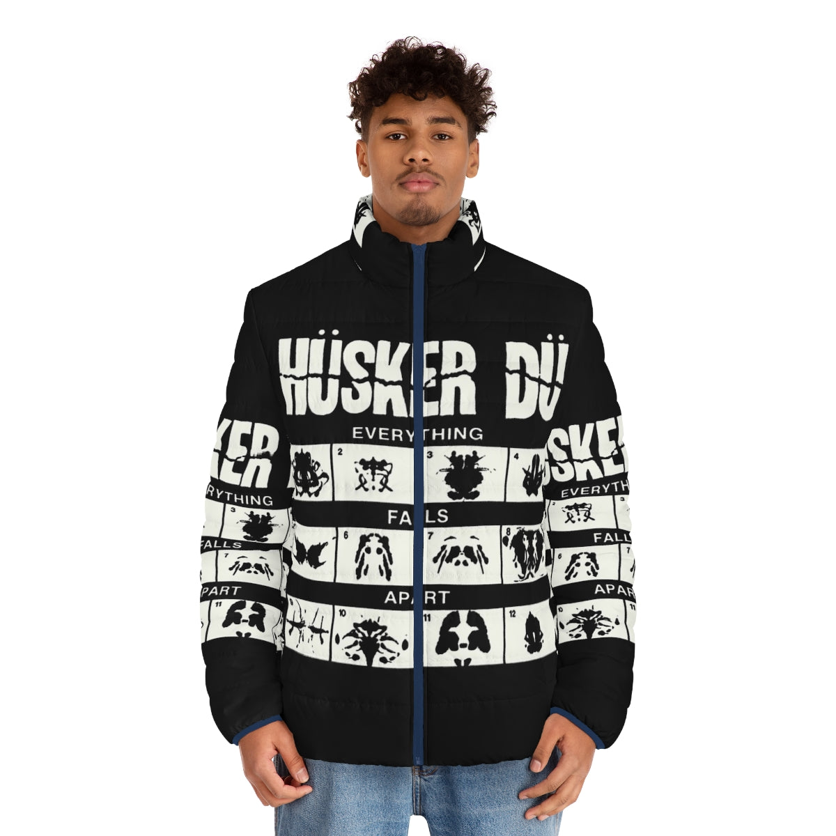 Husker Du puffer jacket featuring the iconic band's logo and punk-inspired design - men front