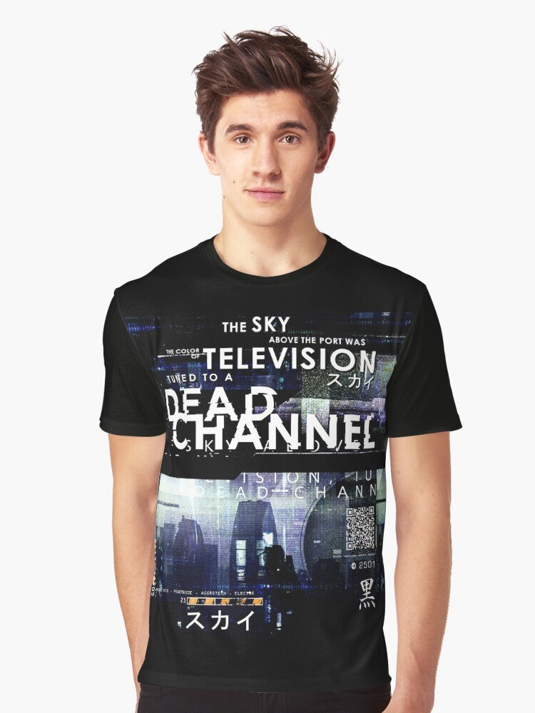 Cyberpunk graphic t-shirt with science fiction and tech design - Men