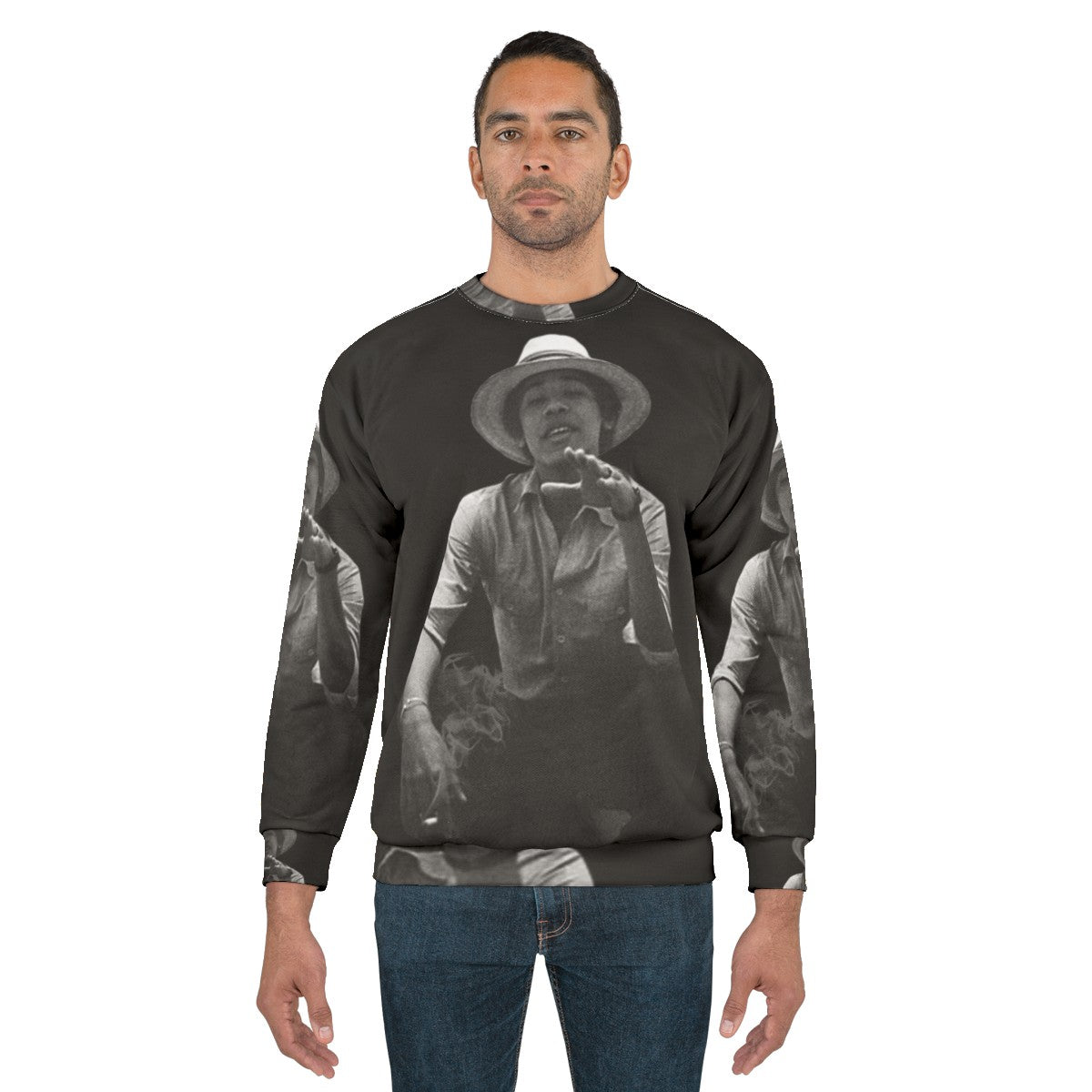 Vintage-style sweatshirt featuring a young Barack Obama - men