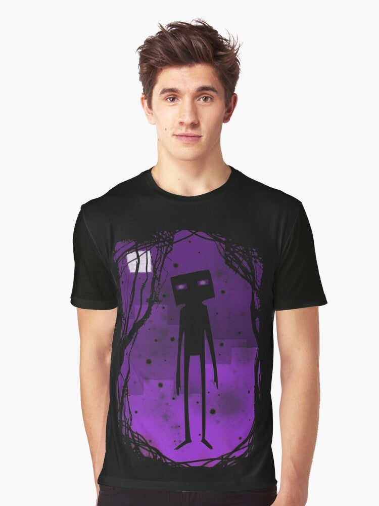 Minimalist graphic t-shirt featuring an Enderman from the video game Minecraft - Men