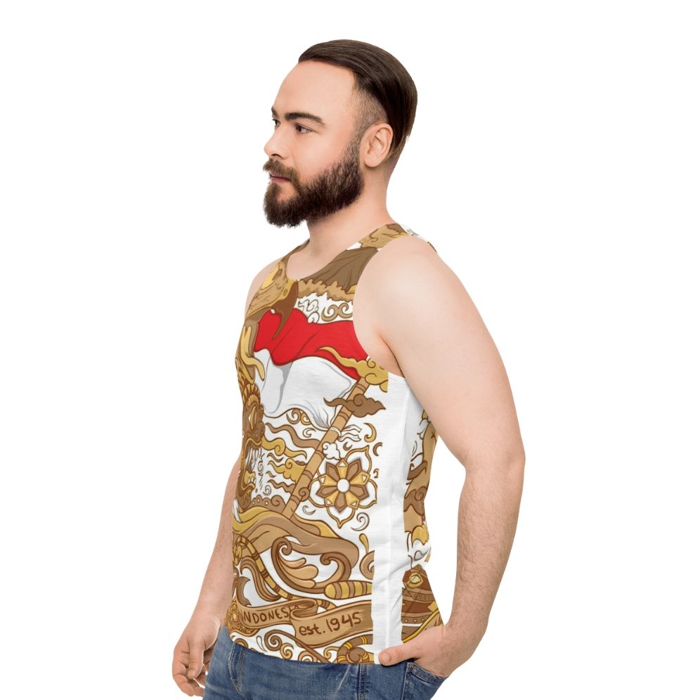 Unisex Indonesia tank top with Barong eagle design - men side