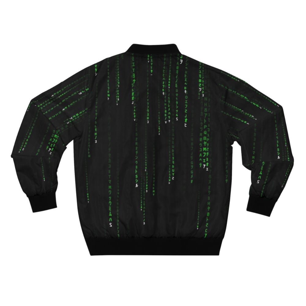 Matrix-inspired coded bomber jacket in green - Back