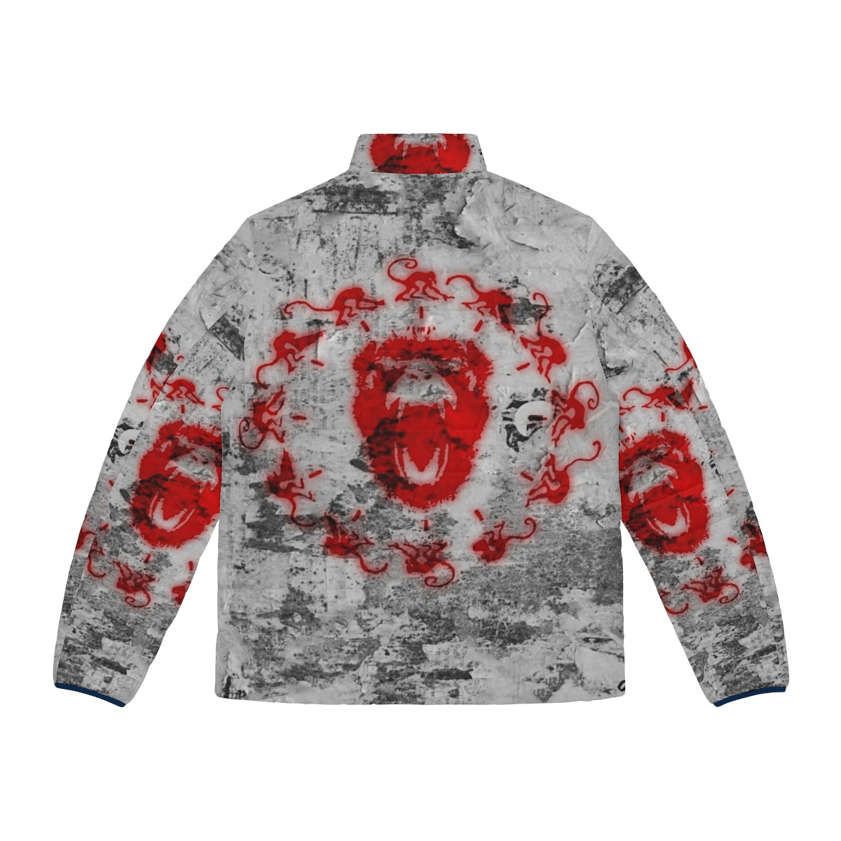 "Army of the 12 Monkeys" themed puffer jacket with billboard design - Back