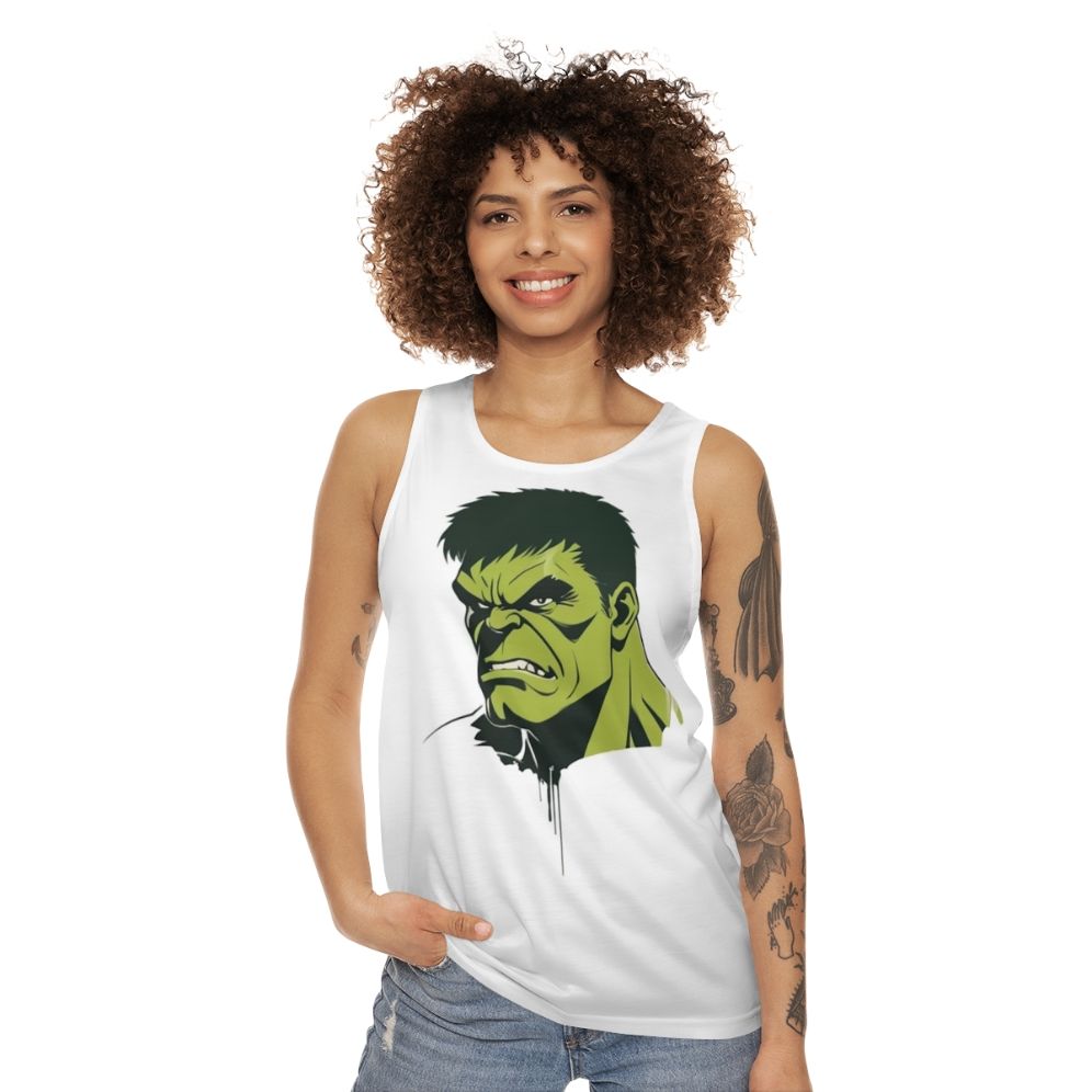 Marvel superhero unisex tank top with Hulk, Avengers, and Endgame graphics - women