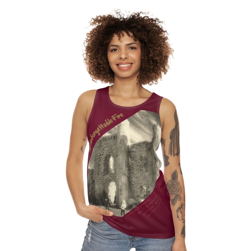 Unisex U2 tank top with "A Fire In Slane" design - women