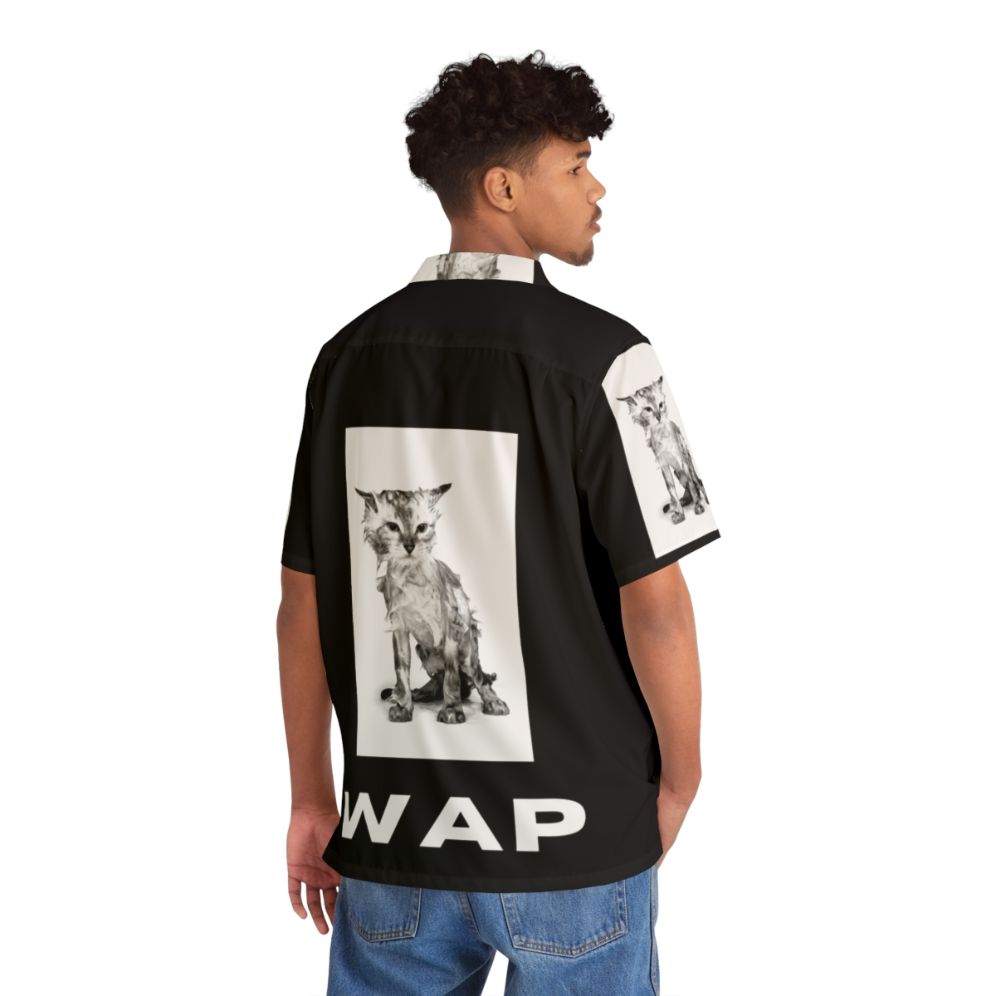 Wap Tee Hawaiian Shirt with Funny Wet Cat Design - People Back