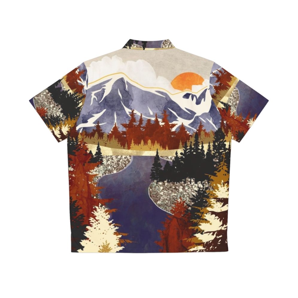 Autumn River Hawaiian Shirt with abstract landscape design - Back