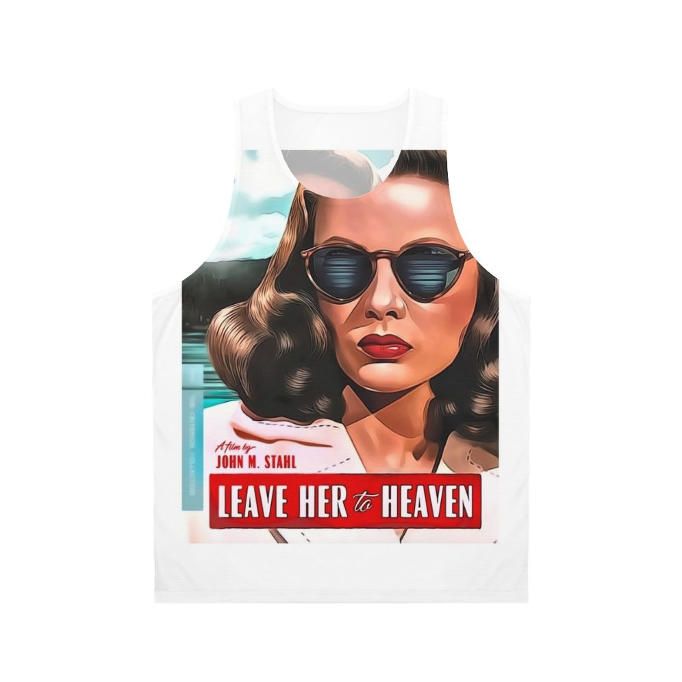 Unisex tank top featuring the vintage movie poster of "Leave Her to Heaven" starring Gene Tierney