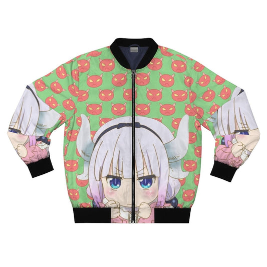 Stylized Kanna Kamui bomber jacket from the anime series Miss Kobayashi's Dragon Maid, featuring an "angery" expression.