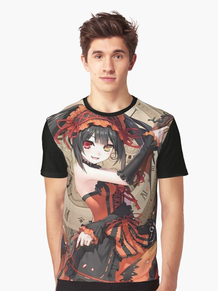 Tokisaki Kurumi, the captivating anime character from Date a Live, featured on a high-quality graphic t-shirt. - Men