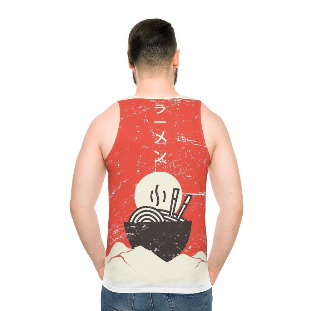 Vintage Japanese anime ramen graphic unisex tank top - men back