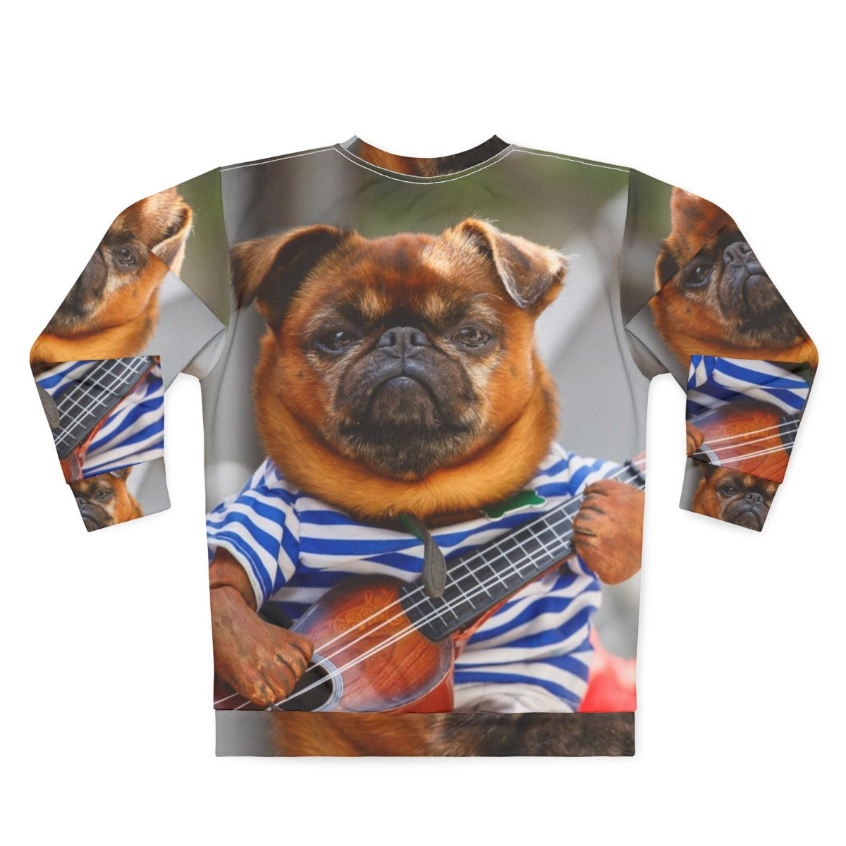 Funny pug dog playing guitar on cozy sweatshirt - Back