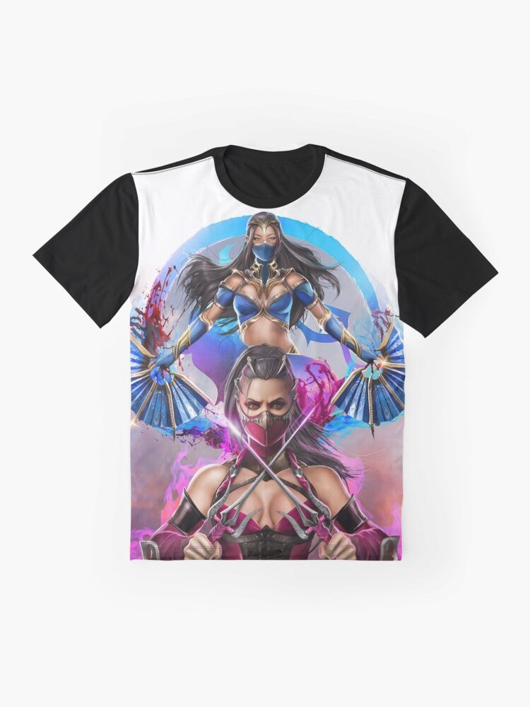 NEW ERA Mortal Kombat Cosplay Graphic T-Shirt featuring a female princess and dragons - Flat lay