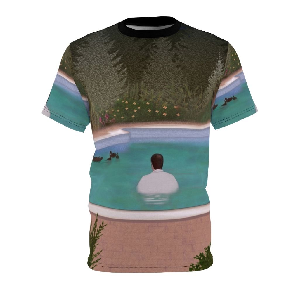 Shirt depicting melancholy, ducks, and the iconic legacy of a legendary mafia figure