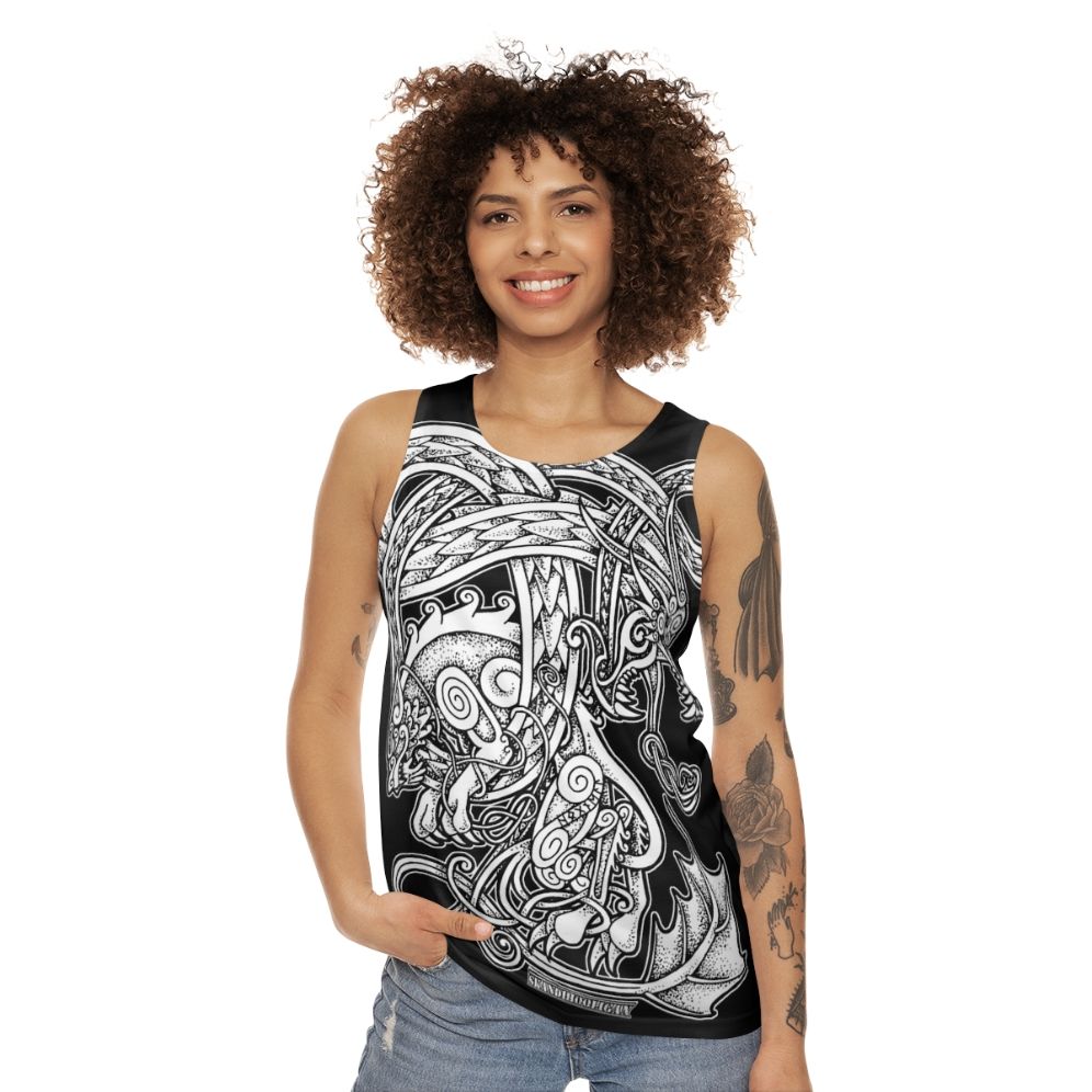 Fenrir and Jormungandr Norse Mythology Unisex Tank Top - women